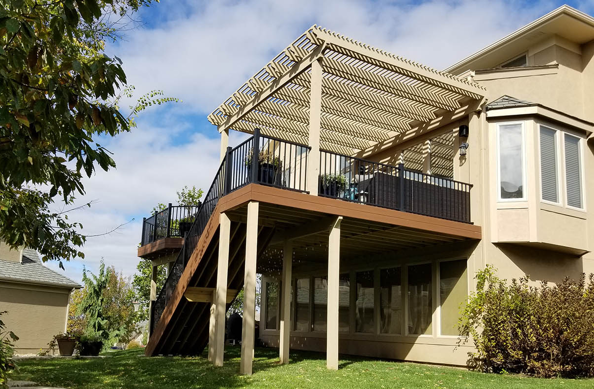 Composite deck and pergola design