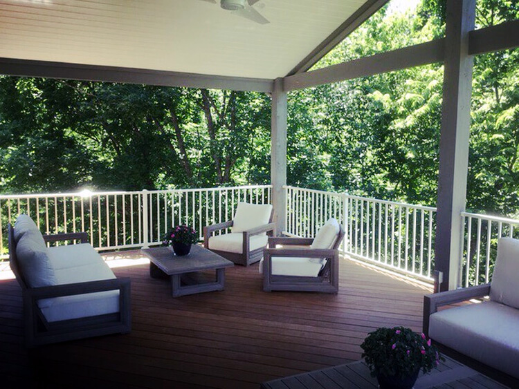 Custom roofed porch.