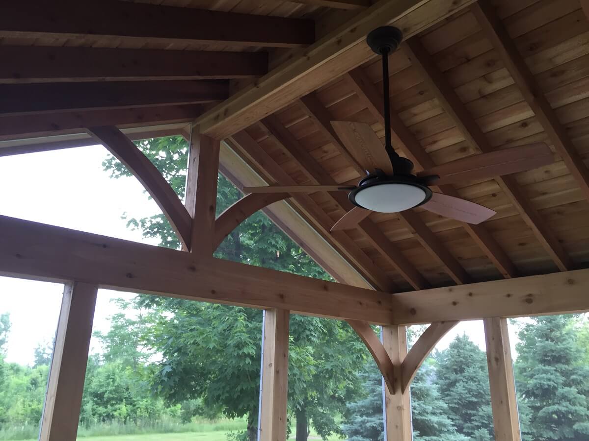 porch ceiling with fan