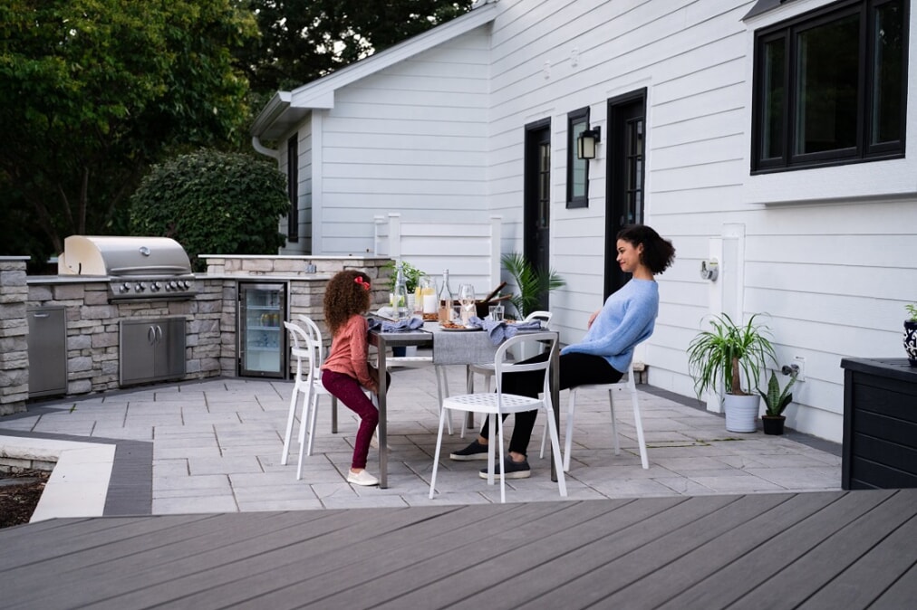 family enjoying their deck