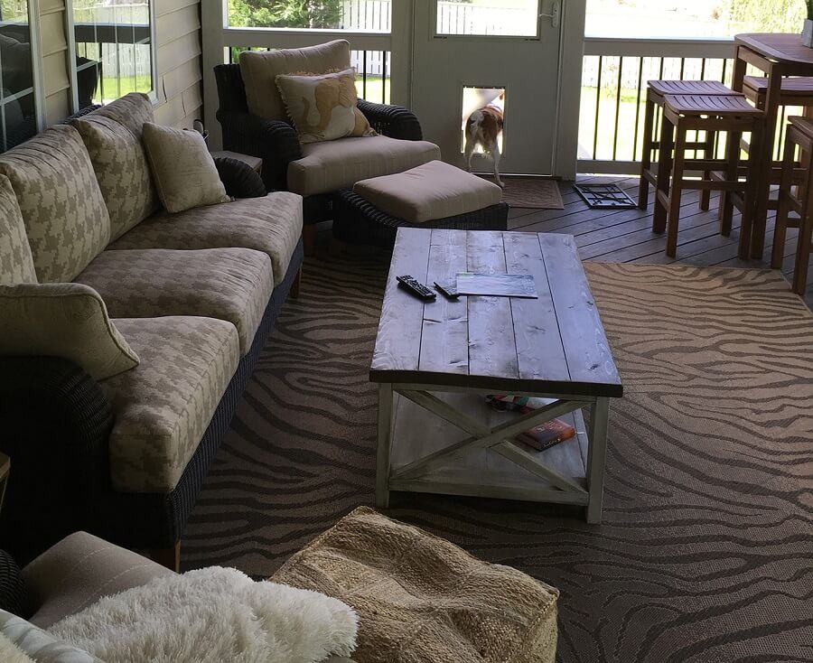 Custom porch with dog door