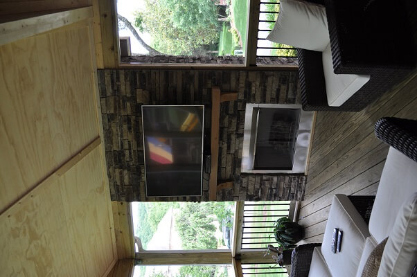 Custom porch with custom fire feature