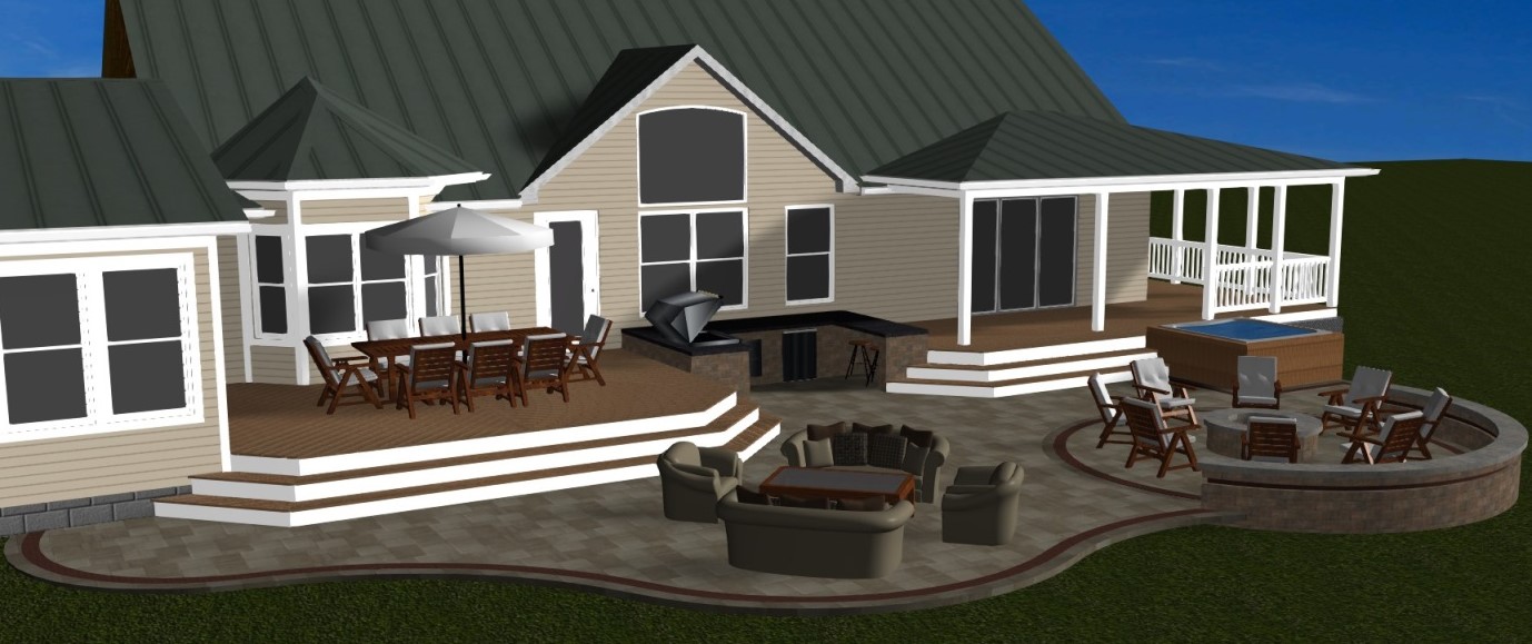 computerized sketch of backyard deck
