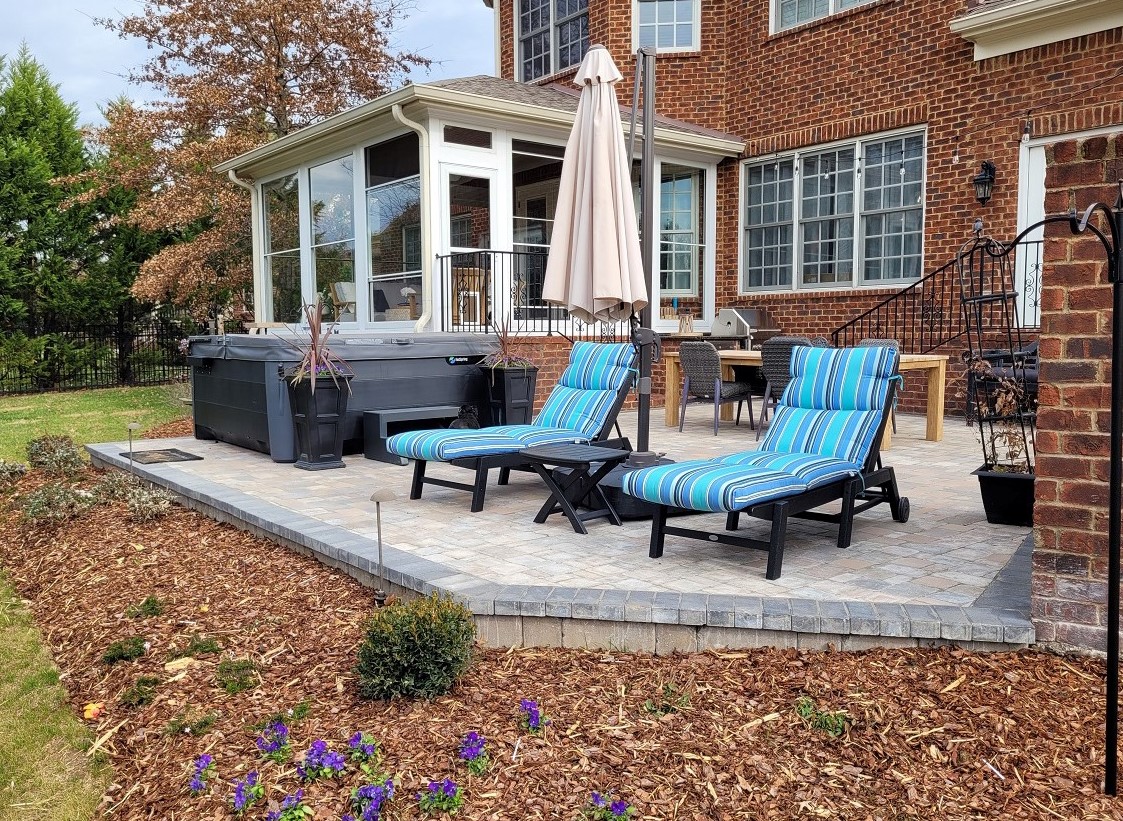 lawn chairs out on the patio