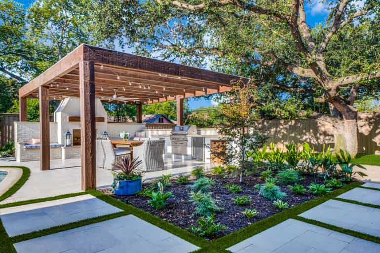 outdoor living space with pergola