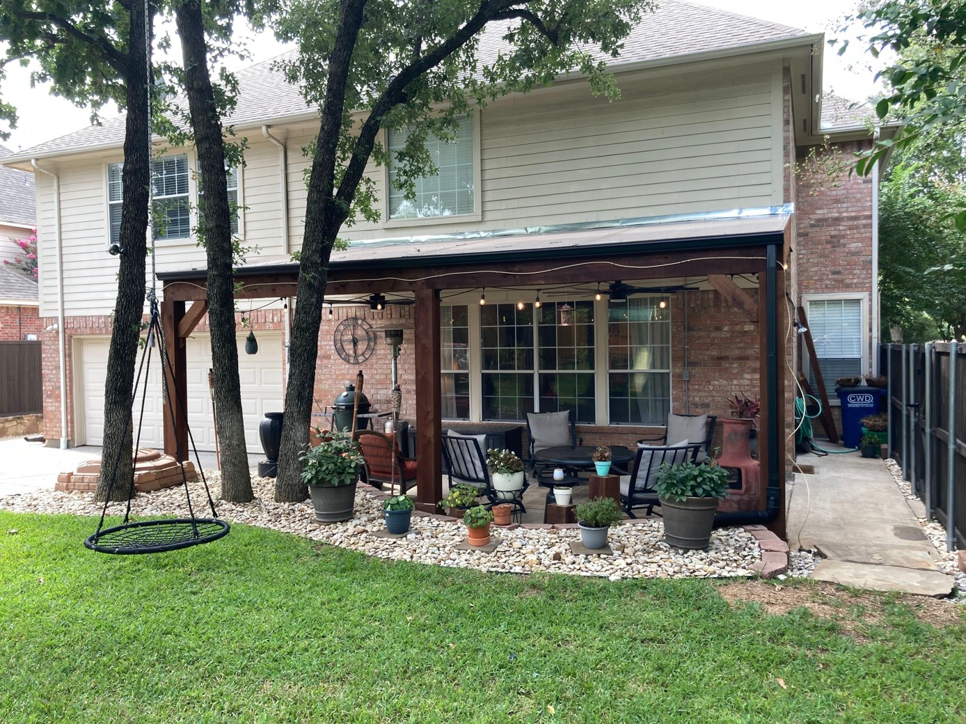 Custom pergola with Polygal cover are a viable shade structure option.