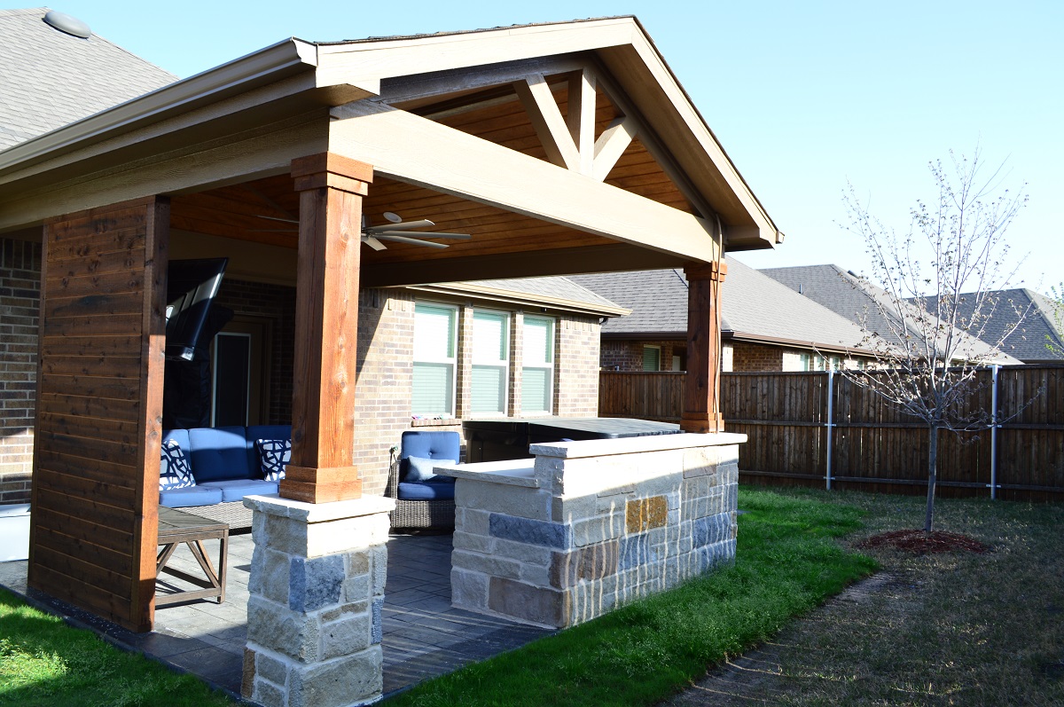 stain adn stamp covered patio