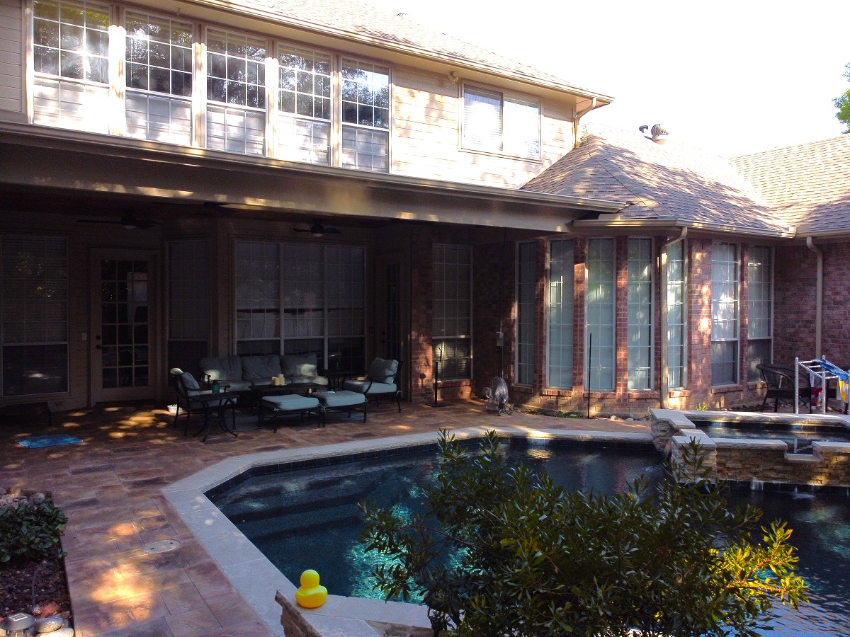 after roof addition for poolside covered patio