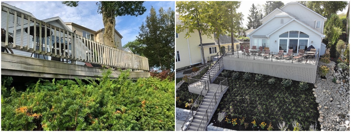 lakefront deck before and after