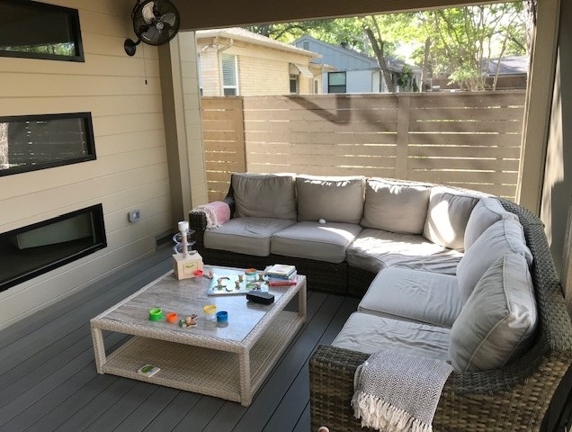 interior of screened in patio in dallas tx