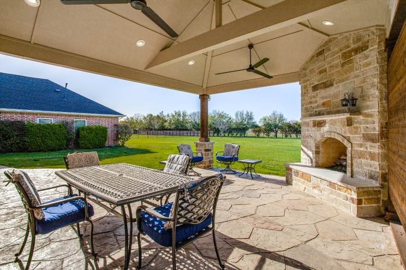Custom Covered Patio Fireplace Sunnyvale TX