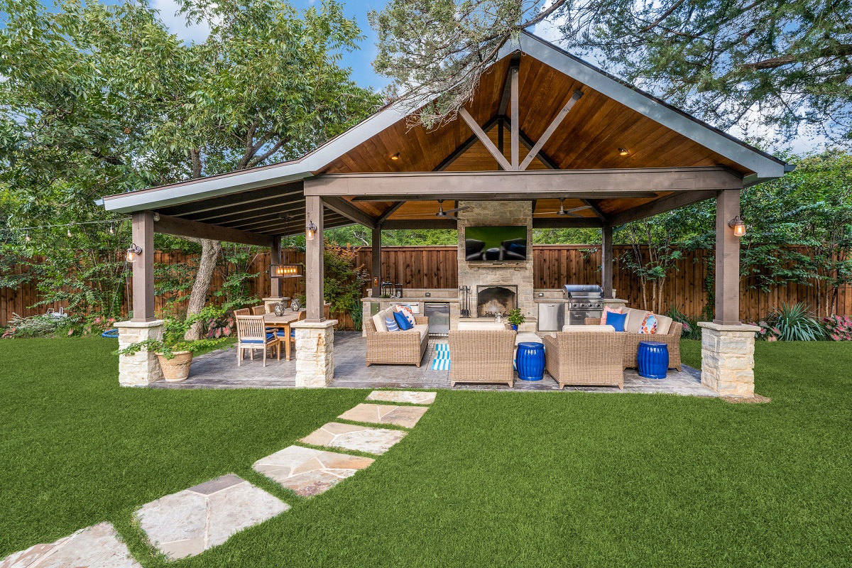 Outdoor spaces for recreational fun and games.