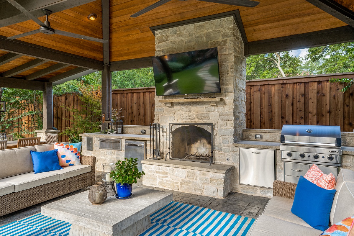 Outdoor spaces for recreational fun and games.