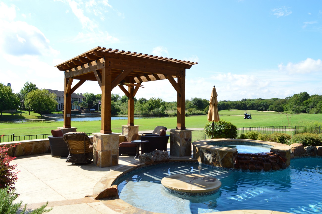 shade pergola with pool