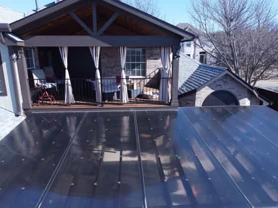 detailed view into covered balcony deck