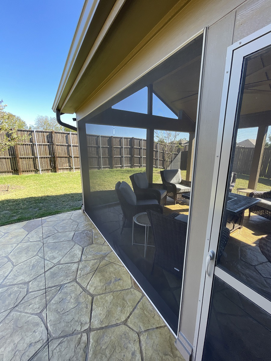 Exterior View Fate TX Screened Patio Stamp and Stain