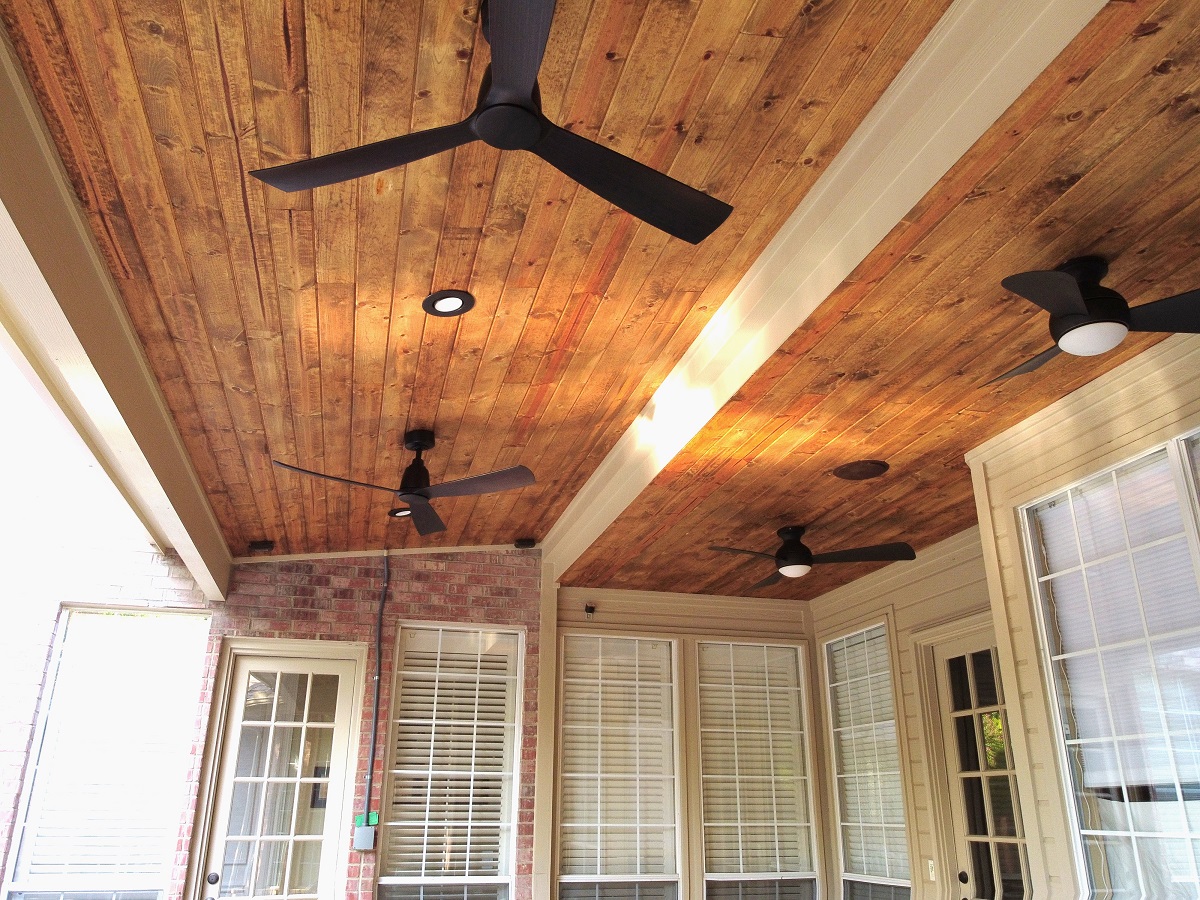 interior ceiling of ne dallas patio cover roof extension