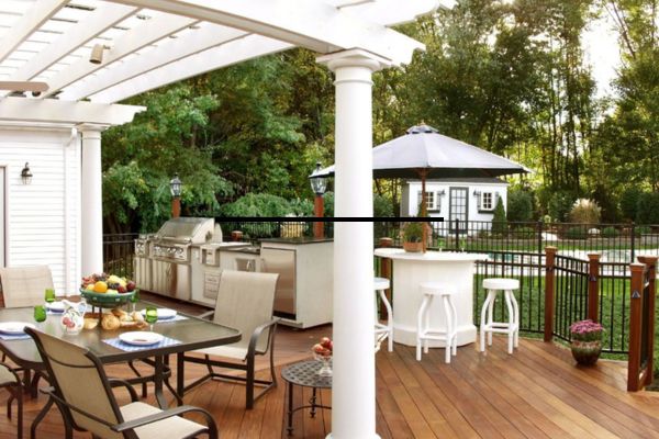 pergola deck and outdoor kitchen design