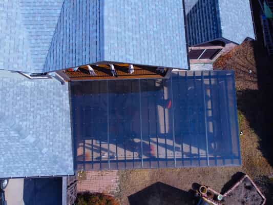 top overhead view of pergola cover