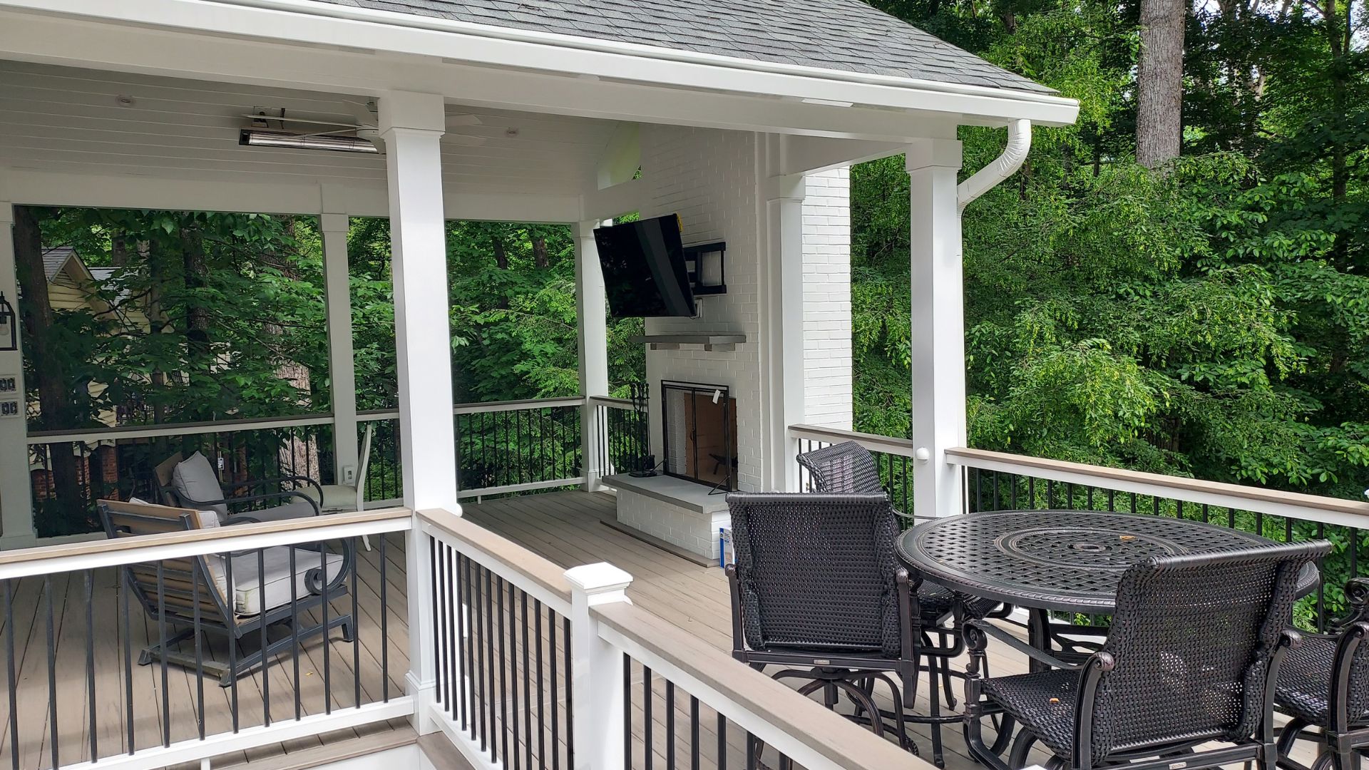 open porch with outdoor fireplace