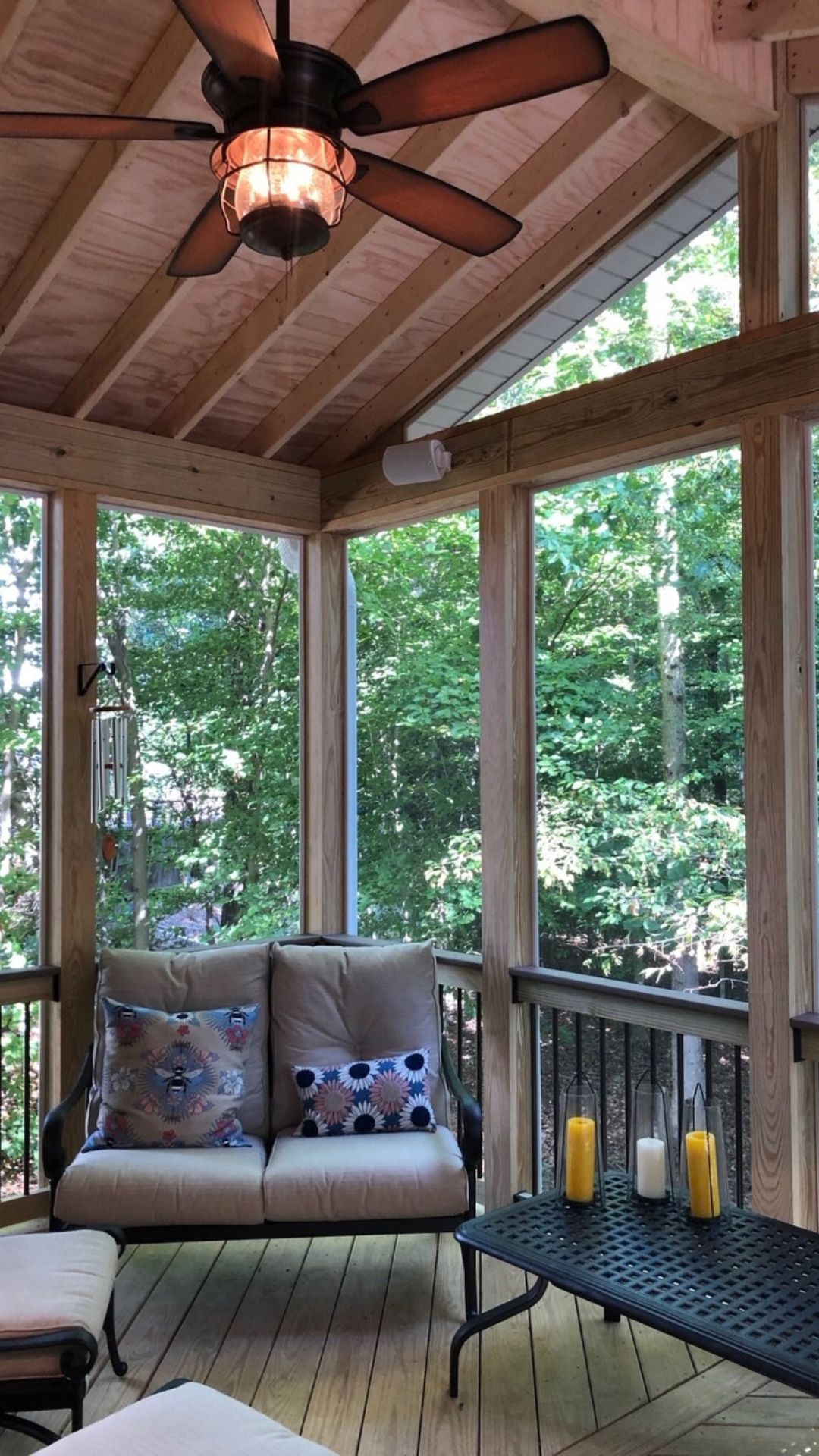 Exposed rafter porch ceiling