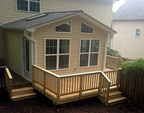 Lewisville NC sunroom and deck