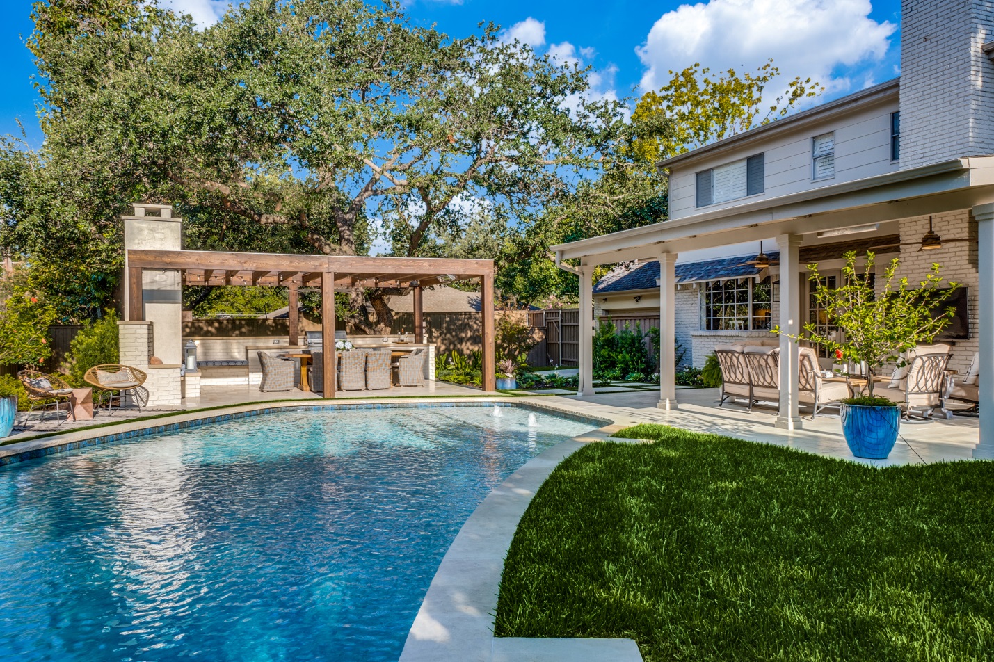 backyard with pool, outdoor kitchen and patio