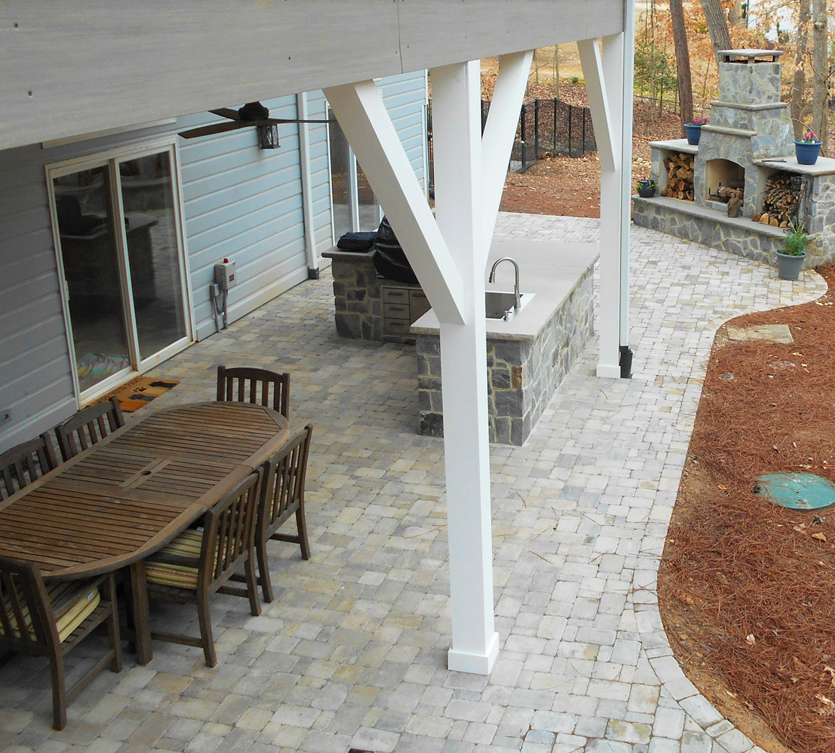 Deck and patio with firepit