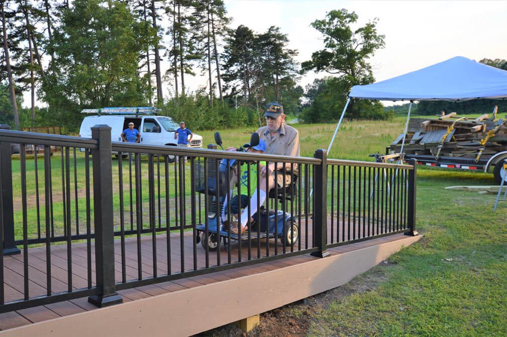 Mr Stowe using his new ramp