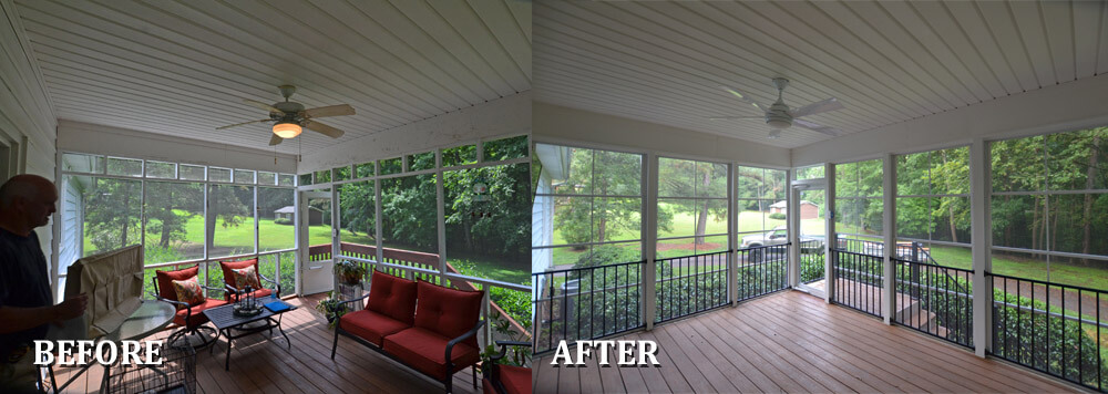 Custom before and after porch interior