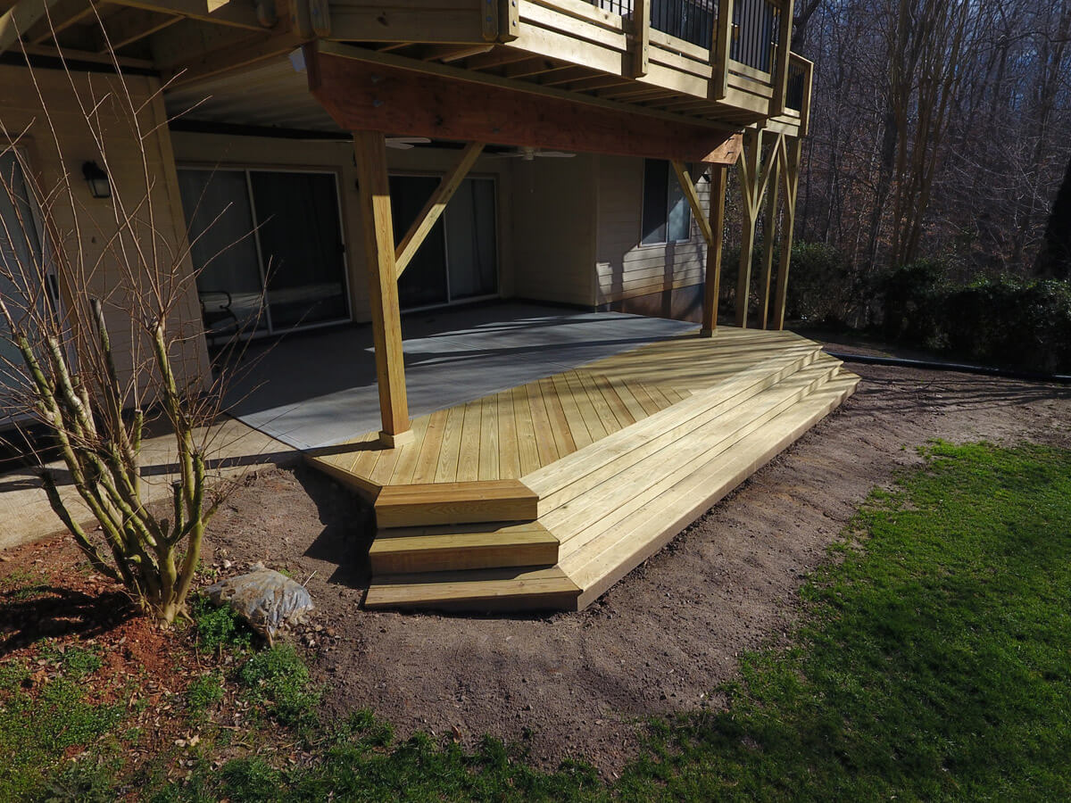 Pressure Treated Wood Landing on Cary Patio