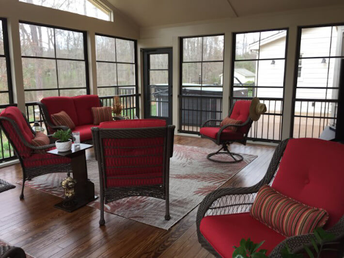 Three-Season Room with Hot Tub On Attached Deck