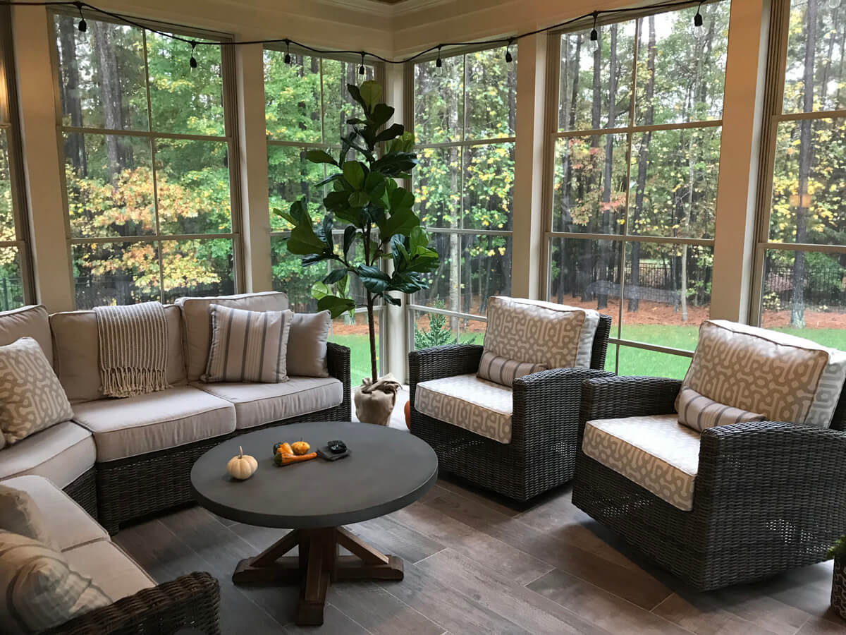 Custom porch with a pollen tree