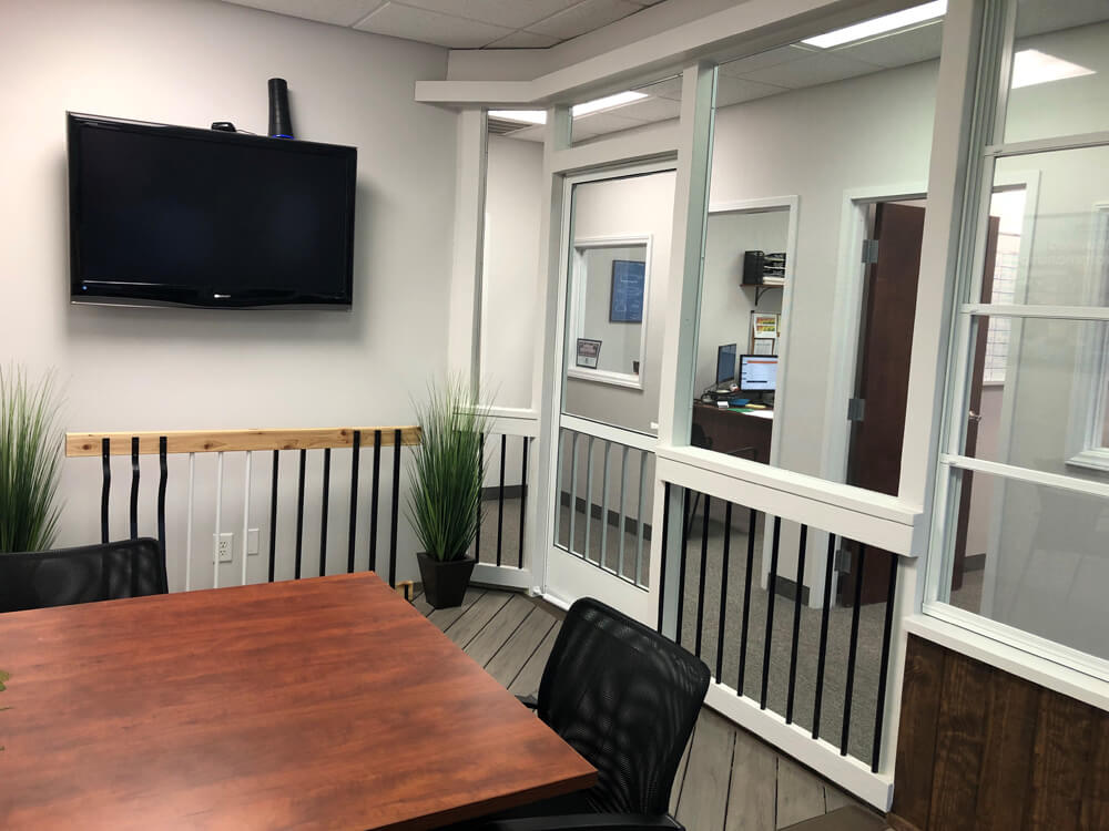 Custom showroom with television