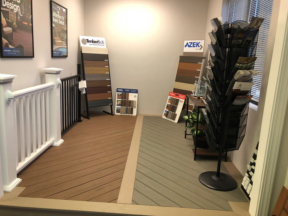 Custom showroom with a magazine rack