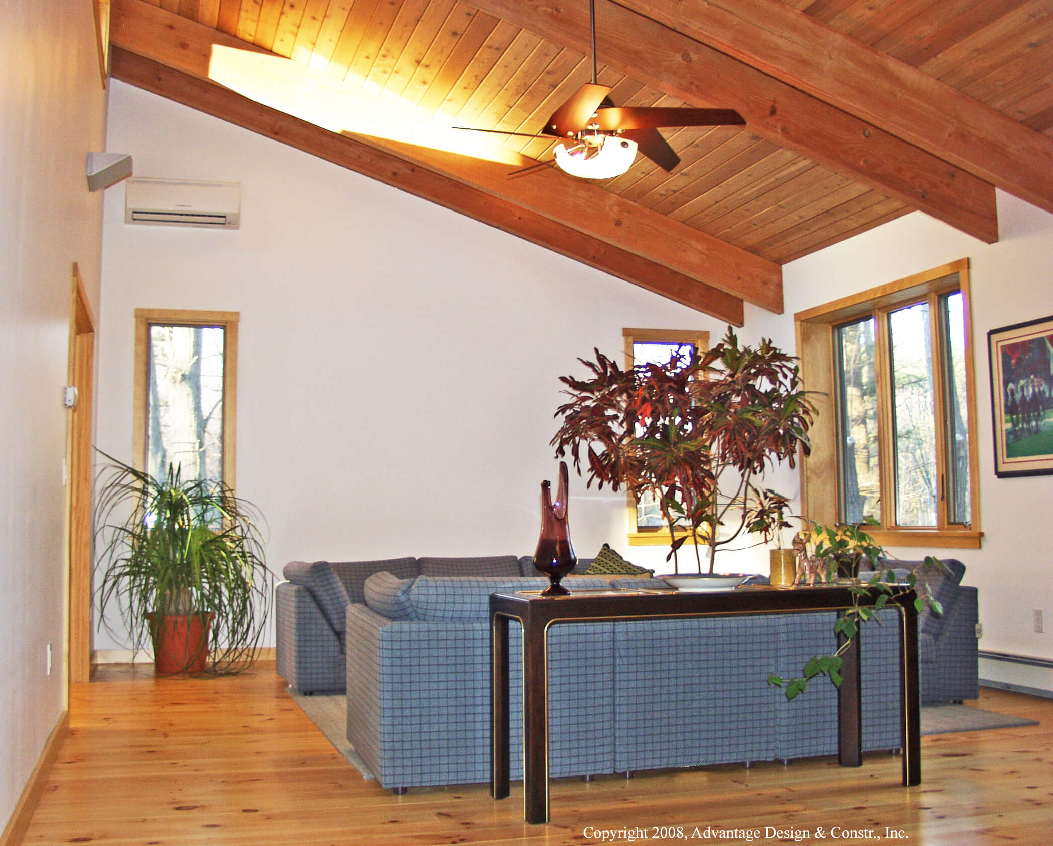 foyer with fir rafters
