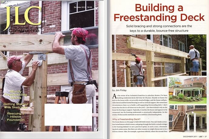 Archadeck workers building a freestanding Deck