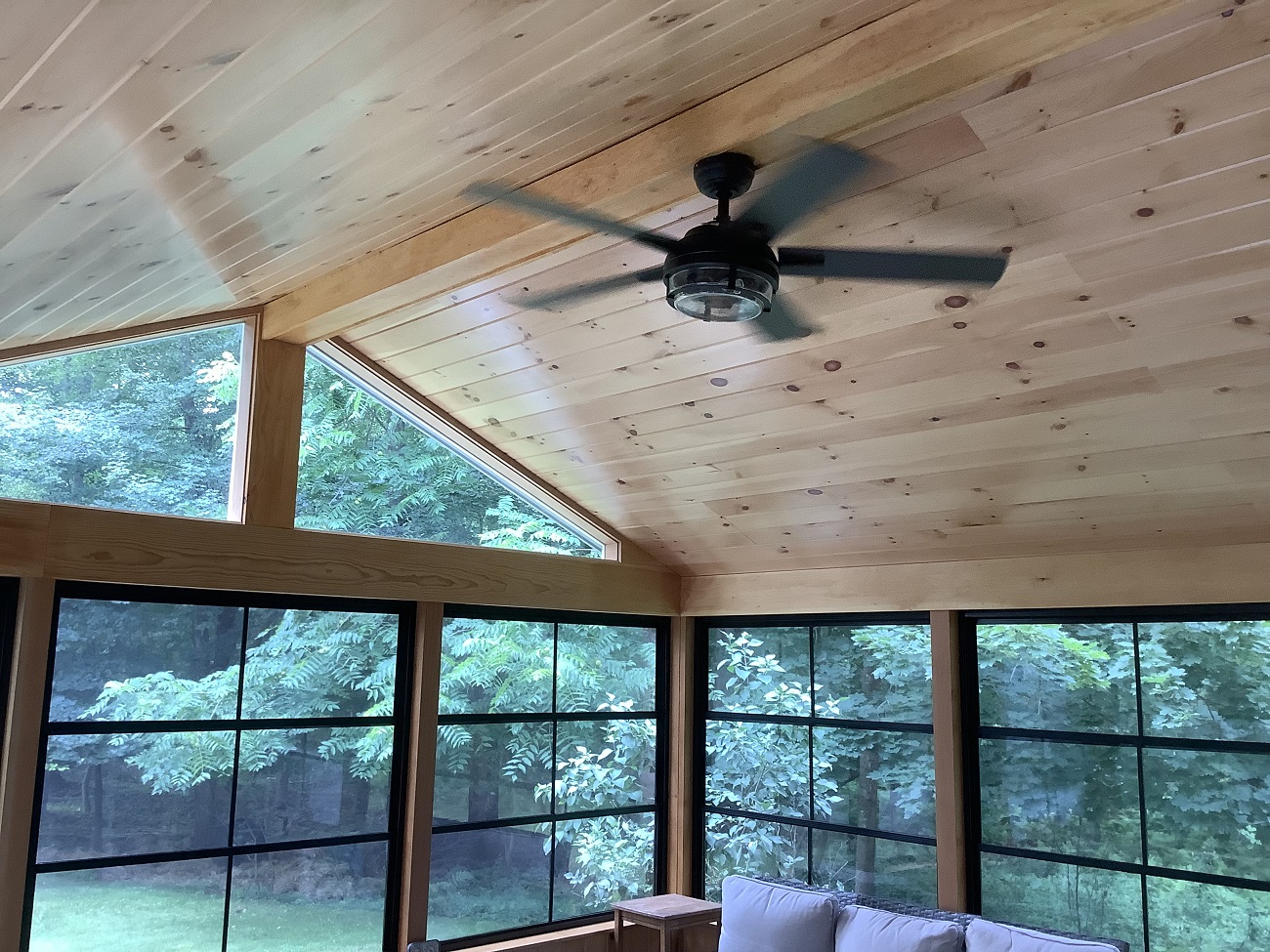 pine interior details three season room