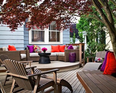 entertainment area with deck and furniture