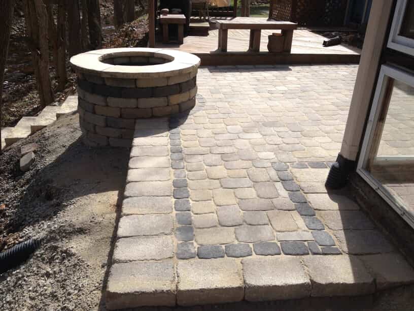 Patio with matching firepit