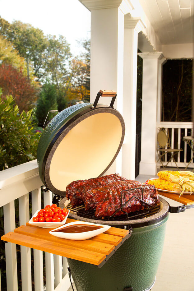 outdoor kitchen grill with food