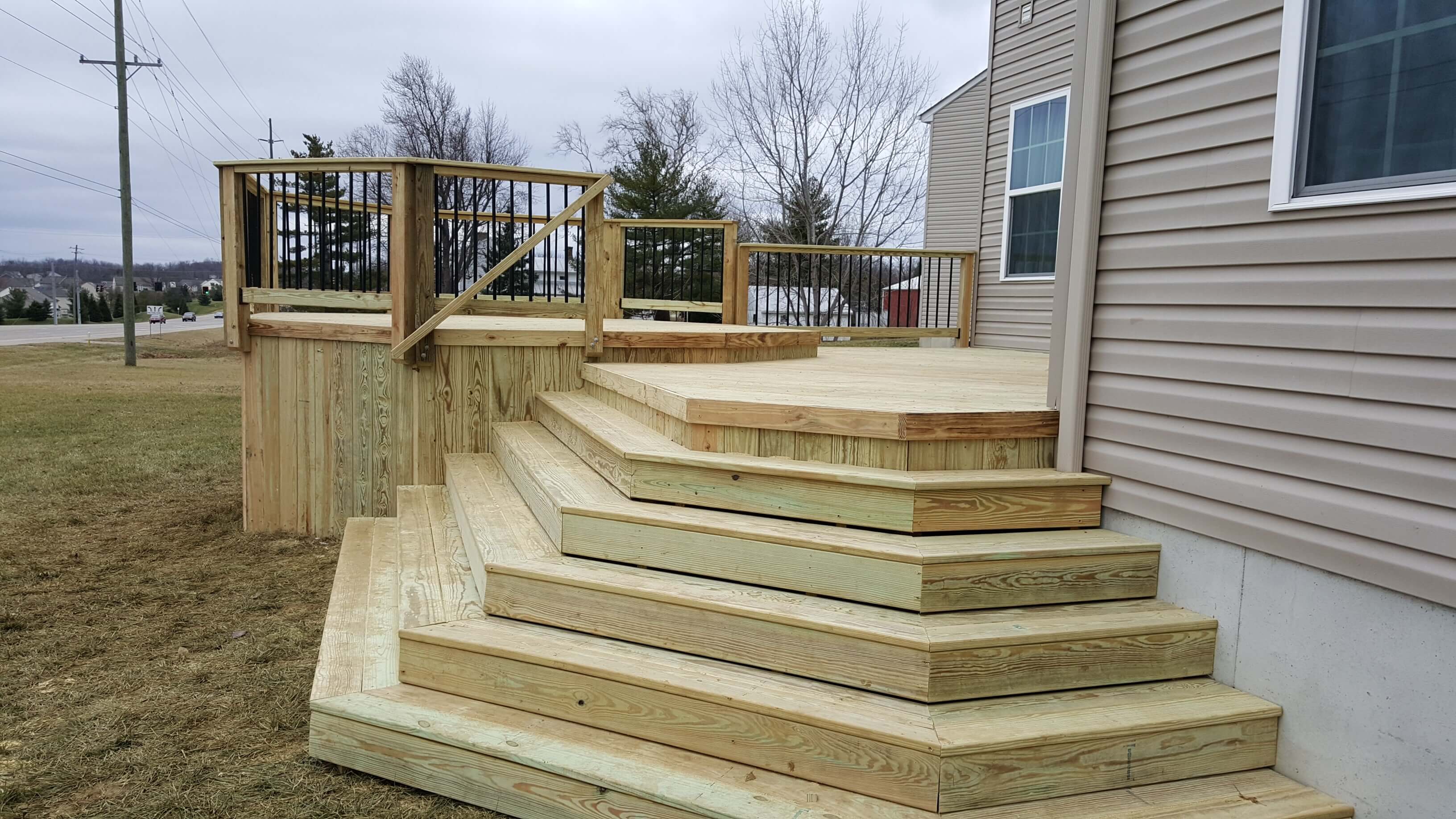 Deck with wrap around steps