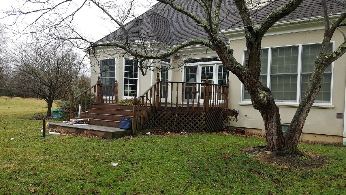 deck enclosed by railings