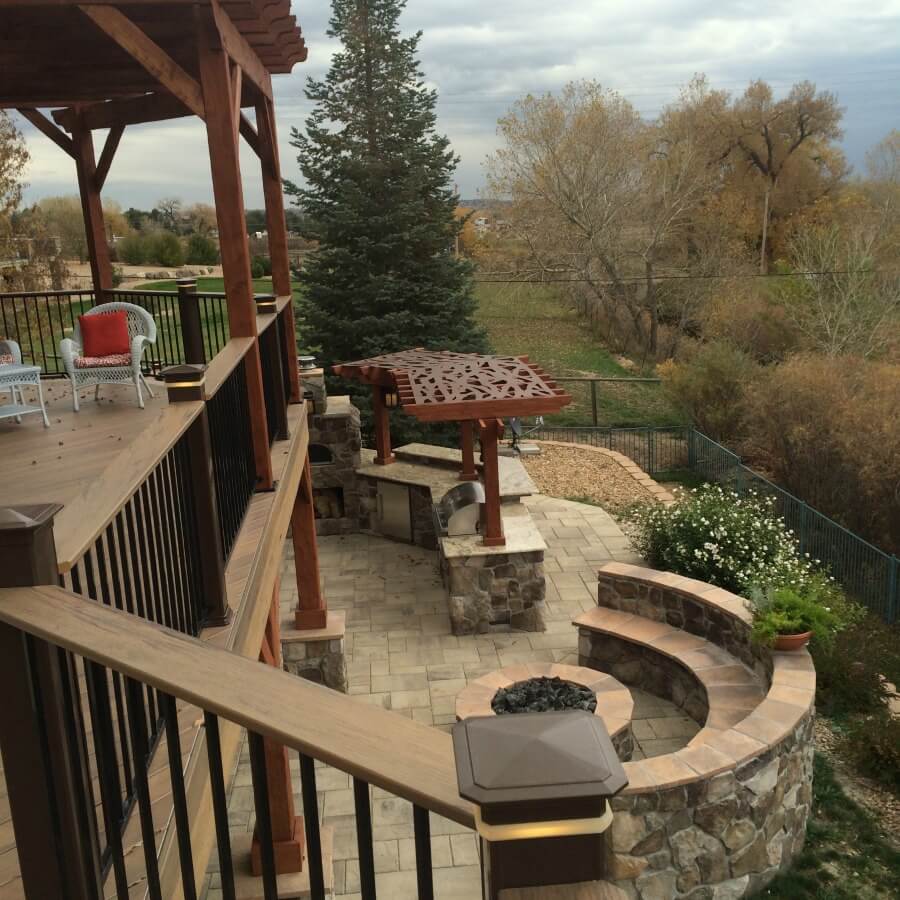 Custom patio with tree