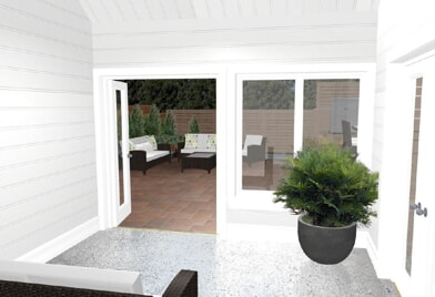 three season sunroom with entertainment area