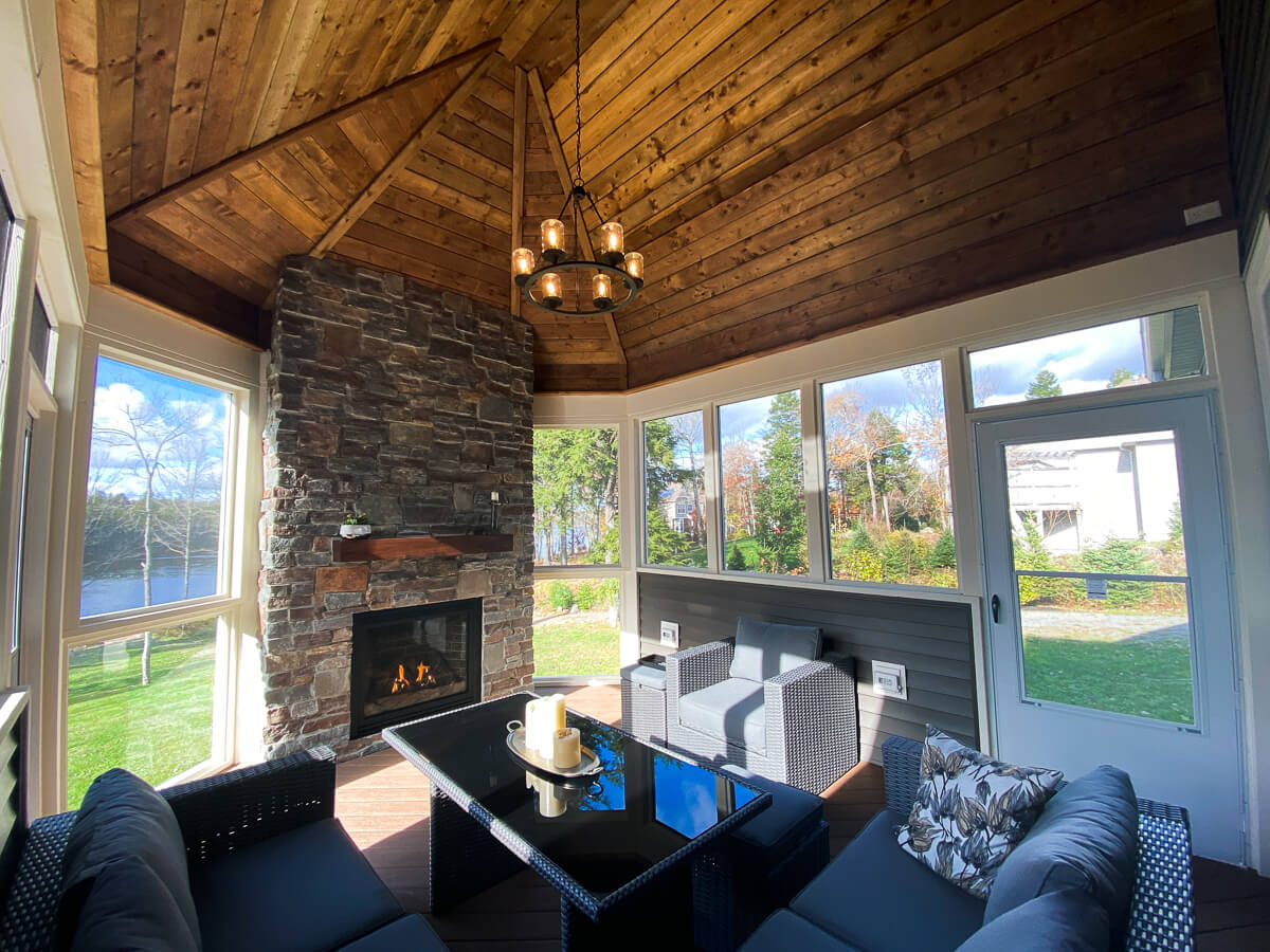 Composite Decking and Screened Room Fireplace