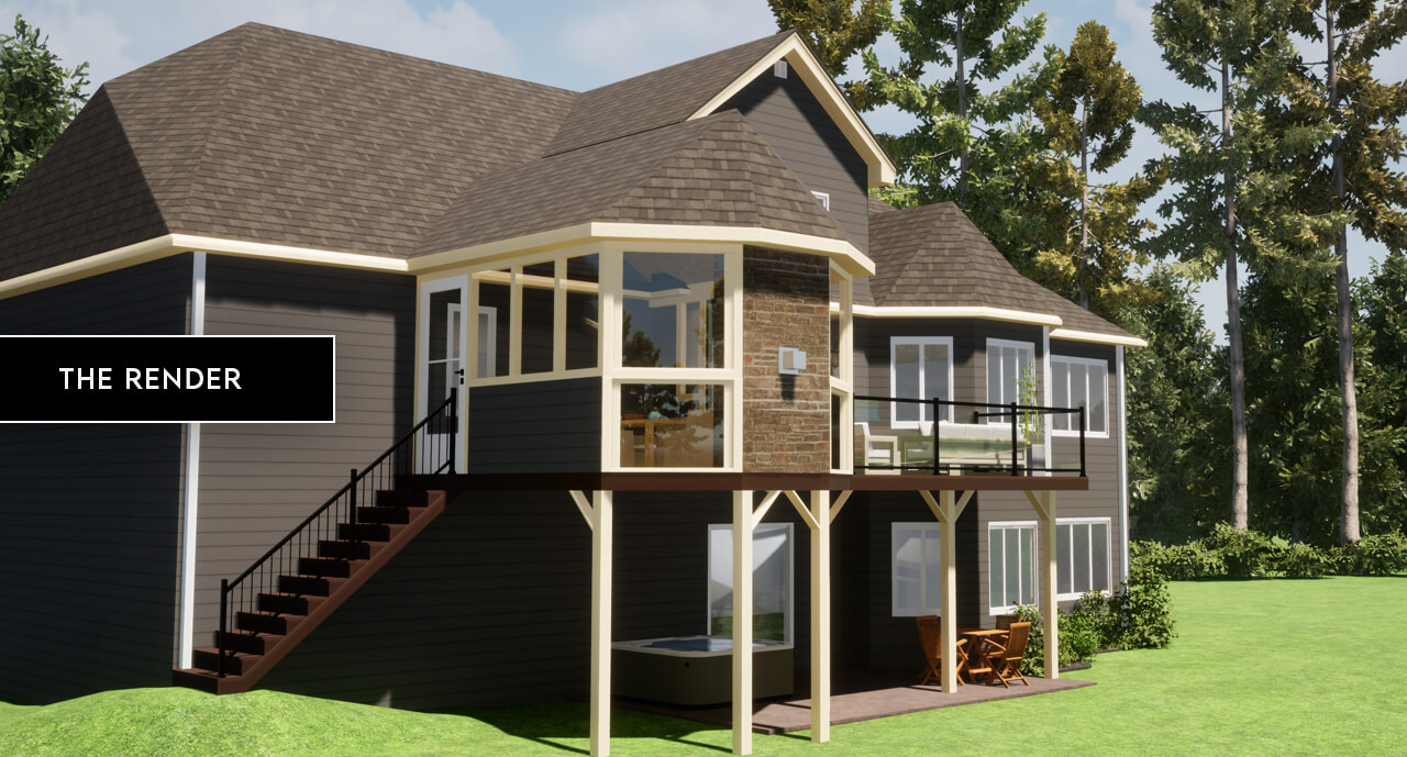 3D Design Rendering of Deck and Screened Room