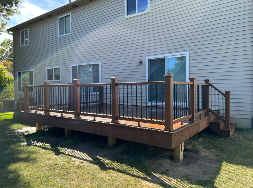 railing on a deck in the backyard