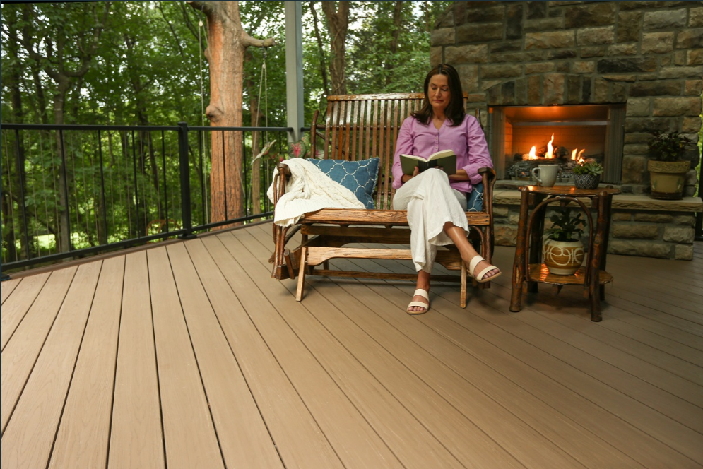 woman reading on deck
