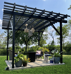 Hill Country pergolas, low-maintenance steel